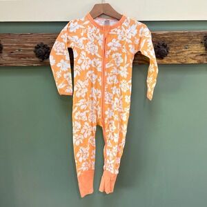 Bonds Wondersuit 18-24 Months Size 2 Orange White Floral Zip Romper Sleeper